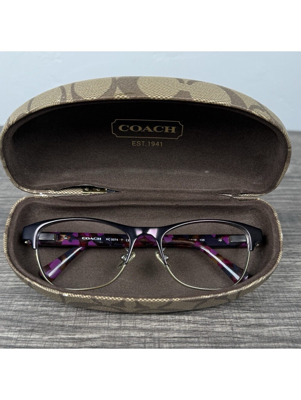 Coach HC 5074 9241 Eyeglasses 52-17-135 Purple Gold Confetti w Case Frames Only